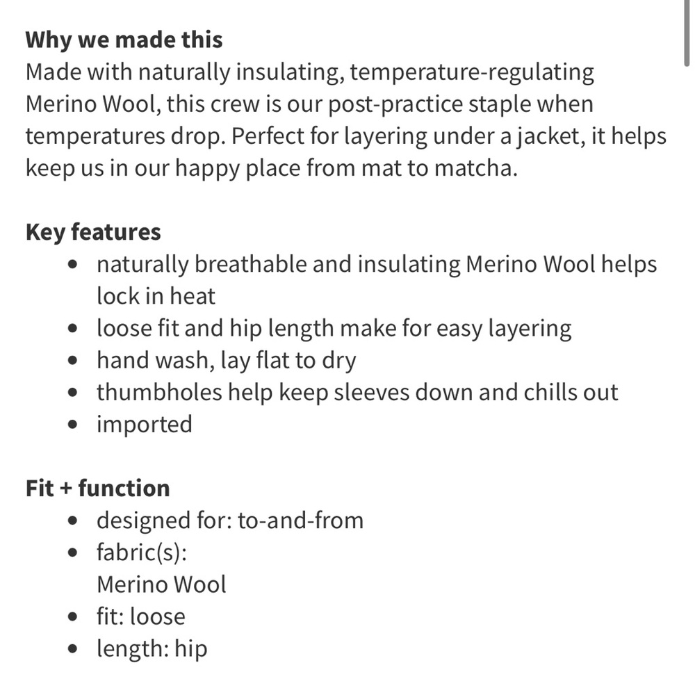 Lululemon Merino Wool Yogi Crew Sweater - Picture 10 of 10